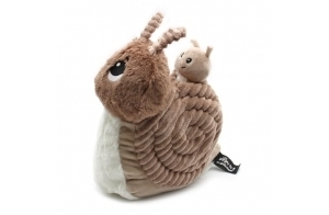LES DÉGLINGOS - PTITPOTOS - Speedou l’Escargot Maman bébé – Peluche Toute Douce – Idéal Cadeau Naissance - Beige – 22 cm