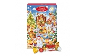 Lindt - Calendrier de l'Avent TEDDY - Assortiment de Chocolats au Lait et Blancs - Idéal pour Noël, 211g