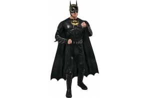 RUBIE'S DC Officiel - Déguisement Luxe Batman Mickael Keaton - The Flash Movie - Taille M- Costume Combinaison Noir du Chevalier Noir- Pour Halloween, Carnaval - Idée Cadeau de Noël