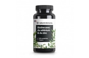 Biotine 1000 μg – Zinc 10mg avec Sélénium 55 μg – 365 Comprimés pour pousse cheveux (1 an d'approvisionnement) – Favorise la Repousse des Cheveux, la Peau et des Ongles – 100% Végétalien