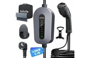 Ezgogo Chargeur Voiture Electrique 3,68kW [6,1m / 6-16A] Cable Recharge Voiture Electrique Type 2 avec Tissu en Microfibre/Support de Chargeur EV/Sangle de Transport, Compatible avec Tous Les VE/PHEV