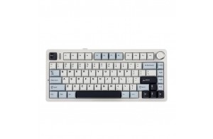 EPOMAKER x Aula F75 Clavier Mécanique Gasket à 75%, sans Fil/Bluetooth/USB-C, avec Cinq Couches de Coussinets, Bouton, RVB, Batterie, NKRO (Light Blue, Ice Vein Switch)