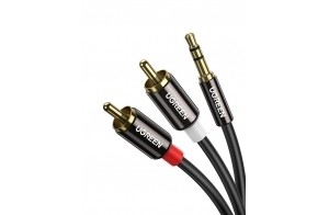 UGREEN Câble Jack 3.5mm vers 2 RCA Mâles Adaptateur RCA Jack Audio Stéréo Compatible avec TV PC Smartphone Tablette Amplificateur Chaîne Hifi DVD Barre de Son Home Cinéma Autoradio Enceinte (2M)