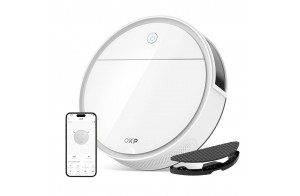 OKP Aspirateur Robot K5P, 5000PA, Contrôle avec WiFi/APP/Alexa, Chargement Automatique, Autonomie de 150 Minutes, Robot Aspirateur Laveur 2 en 1, Idéal pour Les Poussière, Poils d'animaux, Cheveux