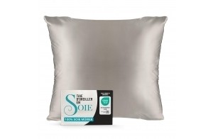 Taie Oreiller Soie 60x60 Dreamzie - 100% Soie Mûrier 19 Mommes Naturelle Certifiée Oeko-TEX - Bienfaits Cheveux et Peau Anti-Âge - Gris Argenté