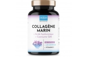 Premium Collagène Marin Complex 1000mg hautement dosé + Acide Hyaluronique - 120 Caps + Coenzyme Q10, Zinc, Cuivre, Manganèse, Vitamines C, Biotine - Sans additifs, Fabriqué en Autriche par VROODY