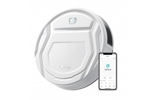 Lefant Aspirateur Robot, Robot Aspirateur Autonomie Mince Silencieux, Connecté avec WiFi/Alexa/App, 3 Modes d'aspirations, Programmable, Idéal pour Les Poils d'animaux Tapis Sols Durs, M210 Blanc