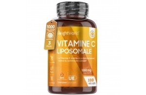 Vitamine C Liposomale 1000mg - 180 Gélules Vegan (3 mois) - Antioxydant, Anti Fatigue, Immunité Adulte, Vitamine C Gélules, Acide Ascorbique Haute Absorption avec Extrait d'Églantier (Cynorrhodon)