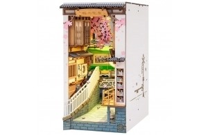 Rolife Sakura Densya DIY Book Nook Modèle Kit Maison Miniature à Construire DIY Maquette Adulte Décoration de Bibliothèque Livre Salon Booknook Puzzle 3D Bois Serre-Livres Diorama (TGB01)