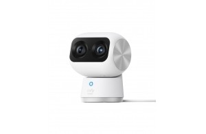 eufy Security Indoor Cam S350, Double caméra, caméra de sécurité résolution UHD 4K avec Zoom 8× et PTZ 360°, idéale pour Moniteur bébé/caméra pour Animaux de Compagnie/sécurité Domestique