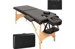 TecTake Table de Massage 2 Zones Pliante Cosmetique Lit de Massage Table Esthetique Tatouage Portable avec Repose Bras, Housse de Transport Incluse - Noir