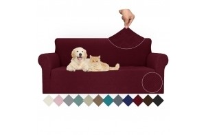 Ystyle Extensible Housse Canapé 3 Places, Universelle Housse De Canapé avec Accoudoirs, Housse Protection Canapém, Sofa Cover Antidérapante, Couvre Canapé pour Chiens Chats Animaux, Bourgogne