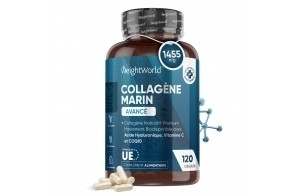 Collagène Marin Acide Hyaluronique 1200 mg,120 Collagene Marin Gélules, Vitamine C, Zinc, Coenzyme Q10, Pour Peau, Os, Immunité, Cheveux, Peptides Collagène Hydrolysé Type 1 NatiCol, Fabriqué en UE