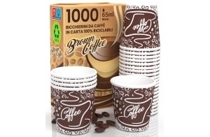 Eurocali 1000 Gobelet à Café en Carton, Écologique et Jetables, Idéal pour Espresso, Résistant à la Chaleur, 65ml