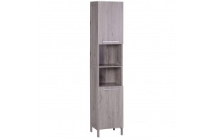 HOMCOM Meuble Colonne Rangement Salle de Bain dim. 30L x 32l x 172H cm 2 placards avec étagère + 2 niches MDF Imitation Bois Gris