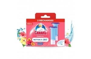 Canard WC Fresh Disc Recharges Floral Oasis - Bloc WC Sans Cage Nettoyant - Nettoie à 360° - Nouvel Emballage 100% Carton - 2 Recharges