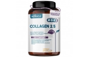 Collagène Hydrolysé Verisol® 2500 mg + Acide Hyaluronique + Coenzyme Q10 - Complément pour la Peau, les Cheveux et les Os avec Biotine, Zinc et Vitamine C - 120 comprimés, Nutracle