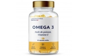 OMEGA 3 | Huile de poisson Ultra concentrée + Vitamine E | Riche en acides gras 700 MG EPA + 500 MG DHA par portion | Vision, Cerveau, Cœur | 60 gélules Biodisponibles | Complement alimentaire