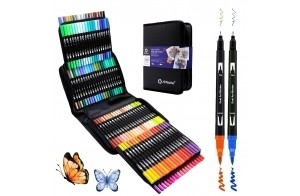 Artecho Feutre Coloriage Adulte, 120 Couleurs Double Pointe Feutre Aquarelle pour Dessin, Mandalas, Manga, Doodling et Calligraphie, Brush Pen pour Débutants et Artistes