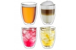 Creano Verre Thermique XXL à Double paroi 400 ML, Verre à café/Verre à thé/Latte Macchiato Extra Large résistant à la Chaleur en Verre borosilicaté, Lot de 4