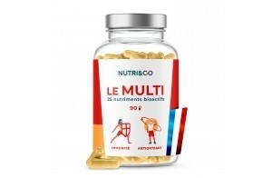 NUTRI & CO Multivitamines et Minéraux 25 Nutriments Bio-Actifs - Vitamines A B C D3 E K2 + Minéraux dont Magnésium et Zinc Haute Absorption - 90 Gélules Vegan Friendly Conditionné en France