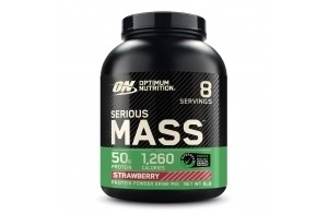 Optimum Nutrition Serious Mass Gainer en Poudre, Goût Fraise, 2.73kg, 8 Doses