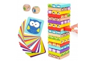 Nene Toys Tour 4 en 1 en Bois avec des Couleurs et Animaux - Jeu de Société Educatif pour Garçons et Filles De 3 à 9 Ans - Idéal comme Cadeau à Partager Entre Parents et Enfants