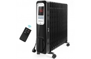 Aigostar Oil Monster - Radiateur à bain d’huile 2500W, 13 éléments chauffants. 3 modes + ECO, minuterie 24h, thermostat réglable. Écran LED, télécommande, silencieux.