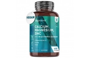 Calcium Magnésium Zinc Vitamine D3 K2 (MK7) 400 Comprimés Vegan (+1 An) Aavec Cuivre, Sélénium, Manganèse, Bore - Haute Absorption Multivitamines et Minéraux Immunité, Os, Peau, Muscles, Cheveux