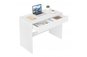 eSituro 100cm Bureau avec Tiroir, Bureau d'ordinateur, Table, Bureau à Domicile, Petit Bureau, Coiffeuse, Table de Maquillage, Blanc