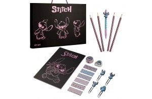 Disney Kit de Fournitures Scolaires Kawaii, Coffret Papeterie Carnet et Stylo, Idée Cadeau Lilo et Stitch (Art Set)