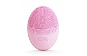 EZBASICS Brosse de nettoyage du visage en silicone souple ultra hygiénique Brosse pour le visage vibrante Pour un nettoyage en profondeur Peeling doux et massage Charge inductive Rose Clair