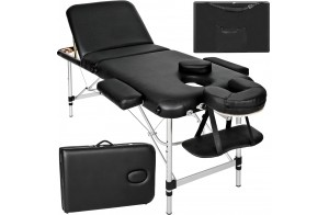 TecTake® Table de Massage Pliante Professionnelle 3 Zones Aluminium Cosmetique Lit de Massage Table Esthetique Tatouage Portable avec Repose Bras, Housse de Transport Incluse