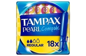 Tampax Compak Pearl, Régulier, 18 Tampons Avec Applicateur, Flux Légers à Moyens, Triple Confort avec Applicateur doux, MotionFit, Voile Douceur, Certifié Oeko-Tex