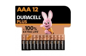Piles AAA Duracell Plus (lot de 12) - Alcalines 1,5V - Jusqu’à 100% plus longtemps - Idéales pour les appareils du quotidien - Emballage 0% plastique - Conservation 10 ans - LR03 MN2400